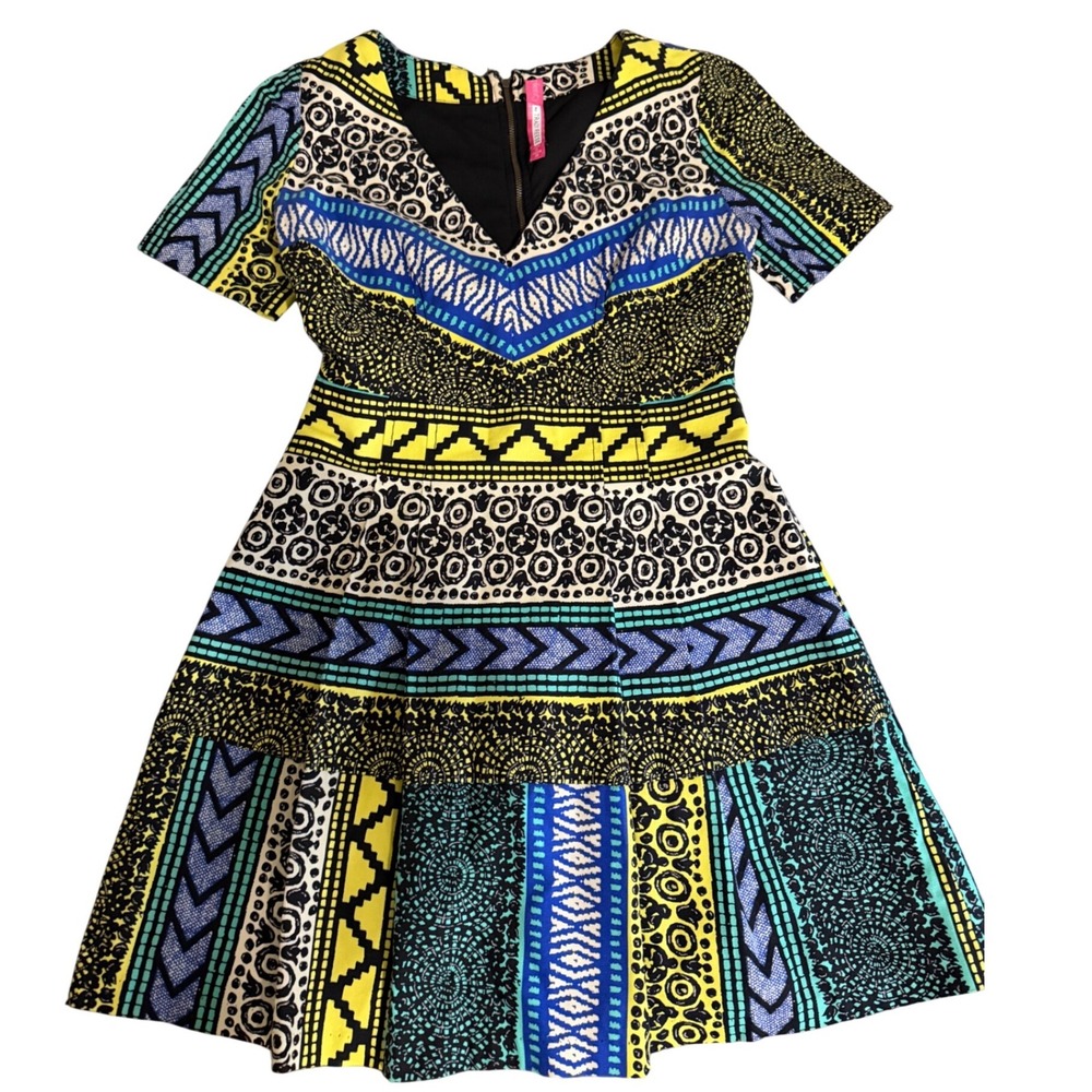 Plenty by Tracy Reese Anthropology Fit & Flare Dress Multi Geometric Print 2P‎